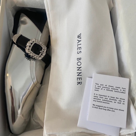 Wales Bonner Silver Flats with Black Embellished Strap - Picture 8 of 9